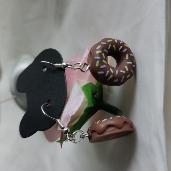 Donuts Earrings Handmade Brown - Picture 1 of 9